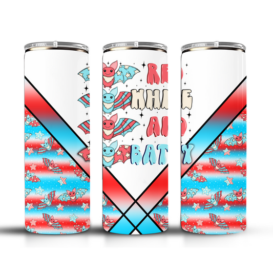 Red white & batty tumbler wrap (digital download only)